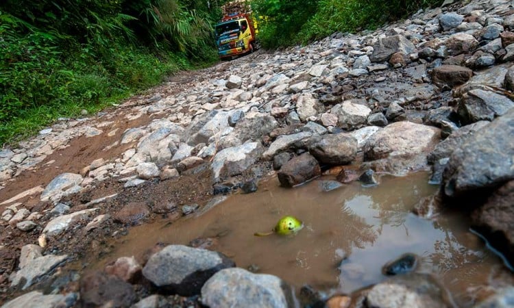 Jalan Utama Penghubung Provinsi Banten dan Jawa Barat Rusak Parah