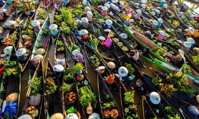 Ratusan Pedagag Terapung Penuhi Sungai Pinang Lama di Kalimatan Selatan