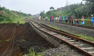 Jalur Rel Kereta Api Longsor, Seluruh Perjalanan KA Pangrango lintas Bogor-Sukabumi (PP) Dibatalkan 