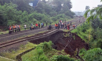 Jalur Rel Kereta Api Longsor, Seluruh Perjalanan KA Pangrango lintas Bogor-Sukabumi (PP) Dibatalkan 