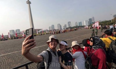 Kemeriahan Kirab Bendera Pusaka Merah Putih di Silang Monas