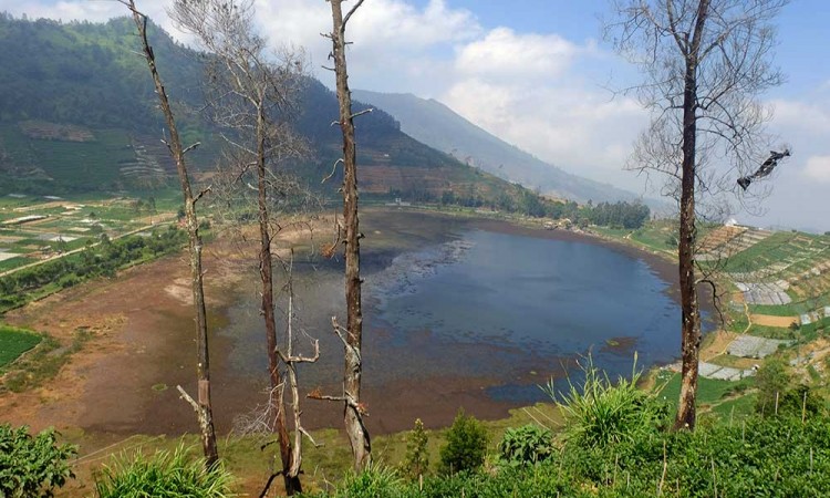 Air di Telaga Merdada kawasan dataran Tinggi Dieng Menyusut Drastis
