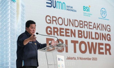 Erick Thohir Lakukan Peletakan Batu Pertama Pembangunan BSI Tower di Jakarta