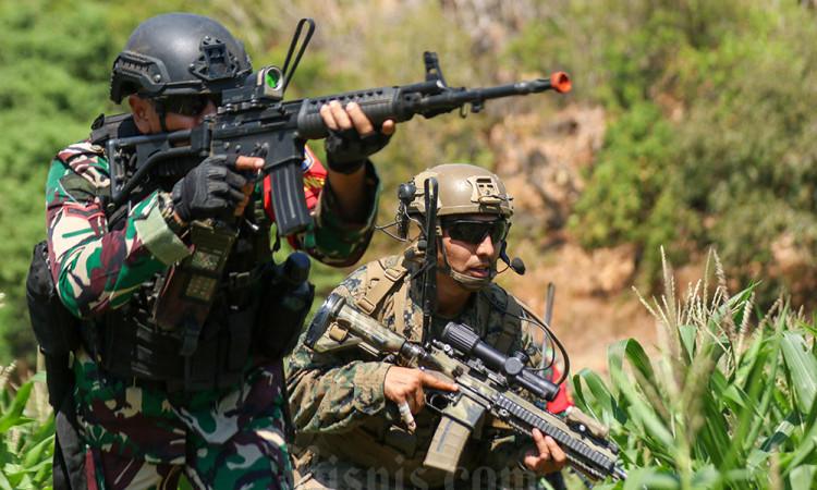 Latihan Bersama Platoon Exchange Marinir dan USMC