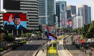 Warga Mulai Padari Jalan Jendral Sudirman Jelang Pelantikan Presiden Terpilih Prabowo Subianto