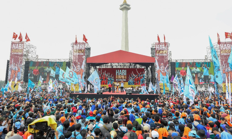 Presiden Prabowo Hadiri Perayaan Hari Buruh Internasional