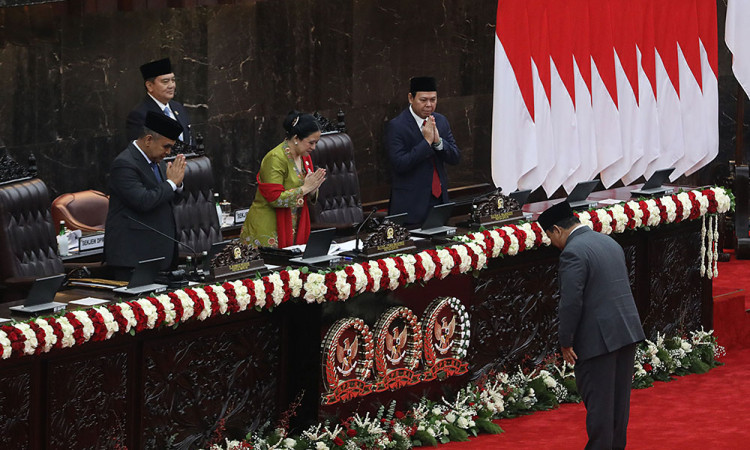Presiden Prabowo Meninggalkan Gedung Nusantara