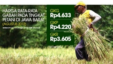 DATA BISNIS: Harga Rata-rata Gabah di Jabar pada Agustus 2012