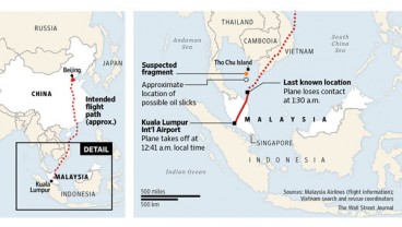 Lokasi Jatuhnya MALAYSIA AIRLINES (MH370) Tunjukkan Titik Terang