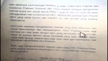 Tidak Tanda Tangani Pidato Prabowo Tolak Pelaksanaan Pilpres, Hubungan Prabowo-Hatta Retak