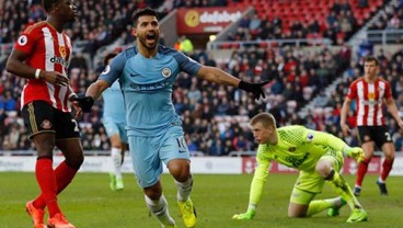 Hasil Liga Inggris: Aguero Inspirasi City Gasak Sunderland