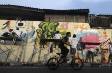 Antusias Peserta Workshop Mural di RPTRA Taman Pulo Indah