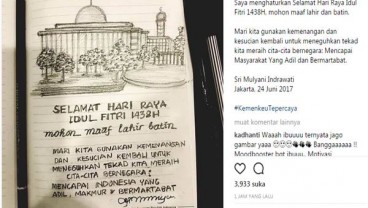 Sri Mulyani Ternyata Jago Lukis, Kartu Ucapan Idulfitri Menkeu Jadi Bukti