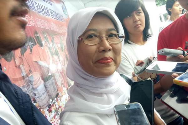 Kepala Balai Pengawas Obat dan Makanan DKI Jakarta Dewi Prawitasari memberi keterangan di Ditres Narkoba Polda Metro Jaya./Bisnis-Juli Etha