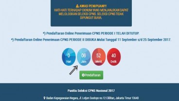 CPNS 2017 TAHAP II: Pendaftaran di https://sscn.bkn.go.id Ditutup Jam 23.59 WIB