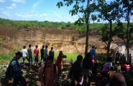 Danau Dadakan di Gunungkidul Jadi Tontonan