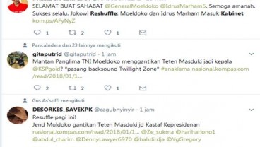 Moeldoko dan Idrus Marham Masuk Kabinet Viral di Twitter