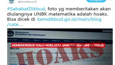 Beredar Info UNBK Matematika Akan Diulang, Kemendikbud Pastikan Hoaks