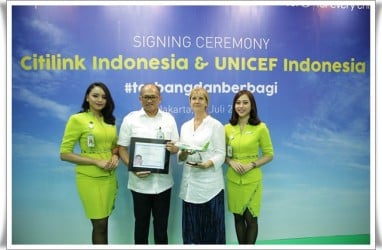 Citilink Donasikan Rp1,5 Miliar untuk UNICEF