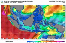 Gelombang 6 Meter masih Mengancam Pesisir Selatan Jawa dan Bali-Nusa Tenggara