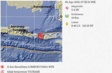 Gempa Lombok: Hingga Senin Pagi Terjadi 8 Gempa Susulan 3,7 hingga 5,6 SR. Ini Datanya