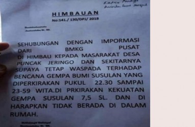 Fact or Fake: Tengah Malam akan Ada Gempa Susulan 7,5 SR Berpotensi Tsunami di Lombok?