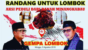 Pemprov Sumbar Kirim 1 Ton Randang untuk Korban Gempa Lombok