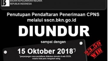 CPNS 2018: Waktu Pendaftaran Diperpanjang Hingga 15 Oktober