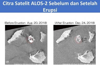 Citra Satelit: Gunung Anak Krakatau Longsor Seluas 64 Hektare