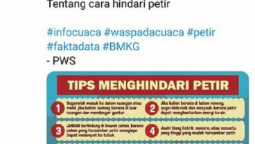 Hindari Sambaran Petir, Ini Tips dari BMKG