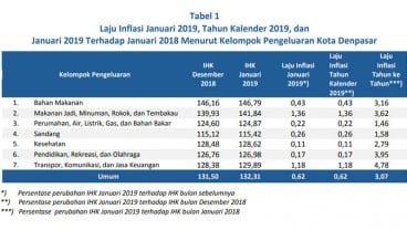 Kenaikan Tarif Angkutan Udara Picu Inflasi Denpasar 0,62%