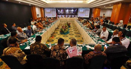 Suasana Rapat Pimpinan Nasional PHRI 2019 di Jakarta, Sabtu (9/2/2019). Acara yang digelar hingga Senin (11/2) tersebut sekaligus untuk memperingati 50 tahun PHRI./Bisnis-Abdullah Azzam 