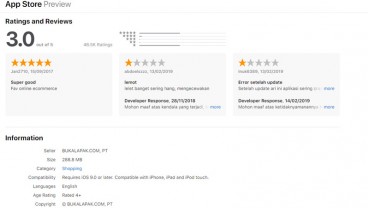 Rating Bukalapak di App Store Tambah Jeblok