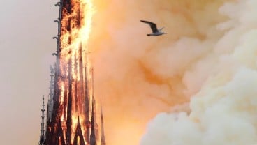 Foto-foto Katedral Notre Dame di Paris Terbakar