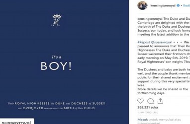 Tokoh Dunia Sambut Kelahiran Putra Pertama Meghan Markle-Pangeran Harry