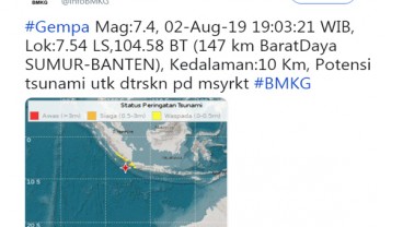 Berpotensi Tsunami, Banten Diguncang Gempa 7,4 SR