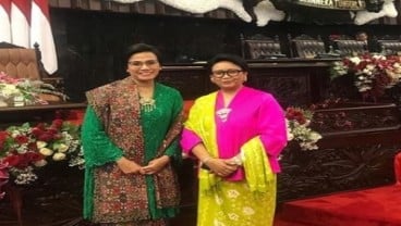 Menteri Sri Mulyani dan Retno Marsudi Pakai Kebaya, Warganet Lontarkan Pujian