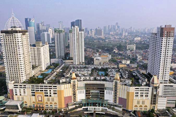 Foto aerial suasana perumahan yang berada di atas mal Thamrin City, Jakarta, Rabu (26/6/2019). Perumahan yang berada di atas mal Thamrin City ini terdiri dari lima blok yaitu A1-A19, B1-B12, C1-C19, D1-D16, E1-E15, dan F1-F9. - ANTARA/Nova Wahyudi