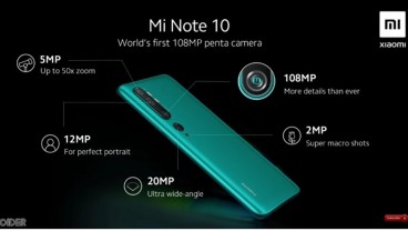 Mi Note 10 Pakai 5 Kamera, Ini Bocorannya