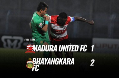 Madura United Takluk 1-2 dari Bhayangkara FC, Tertahan di Posisi 4. Ini Videonya