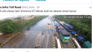 Gerbang Tol Merak Arah Jakarta Ramai, Hati-Hati Jalan Basah