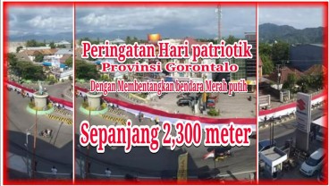 Bendera 2.301 Meter di Gorontalo Masuk Rekor MURI