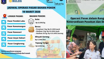 DKI Gelar Operasi Pasar, Per Kg: Gula Rp12.500, Beras Rp9.000, Tepung Terigu Rp8.500 