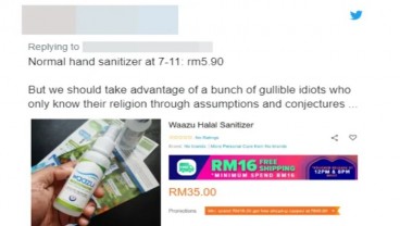 Pedagang di Malaysia Jual Hand Sanitizer Berlogo Halal Dengan Harga Mahal