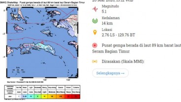 Gempa Bumi Tektonik Guncang Laut Seram