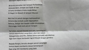 Coretan Puisi JK tentang Corona : Semuanya atas Kehendak ke Allah