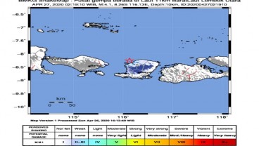 Lombok Diguncang Gempa Magnitudo 4,1