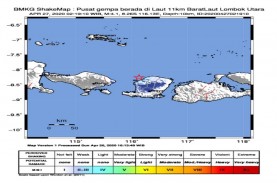 Lombok Diguncang Gempa Magnitudo 4,1