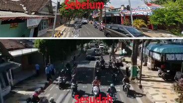 Garis Jaga Jarak Sepeda Motor di Tuban ini Mirip Start MotoGP