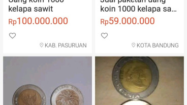 Sedang Viral, Uang Koin Rp1.000 Kelapa Sawit Dijual Ratusan Juta 
